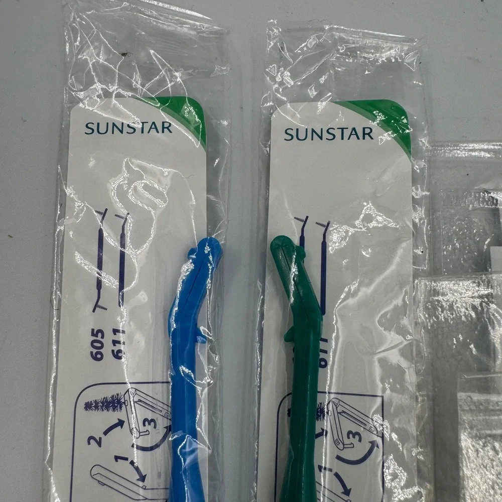 GUM Sunstar 605 611 Proxabrush Interdental Cleaners Blue‎ Green Wide Refills
